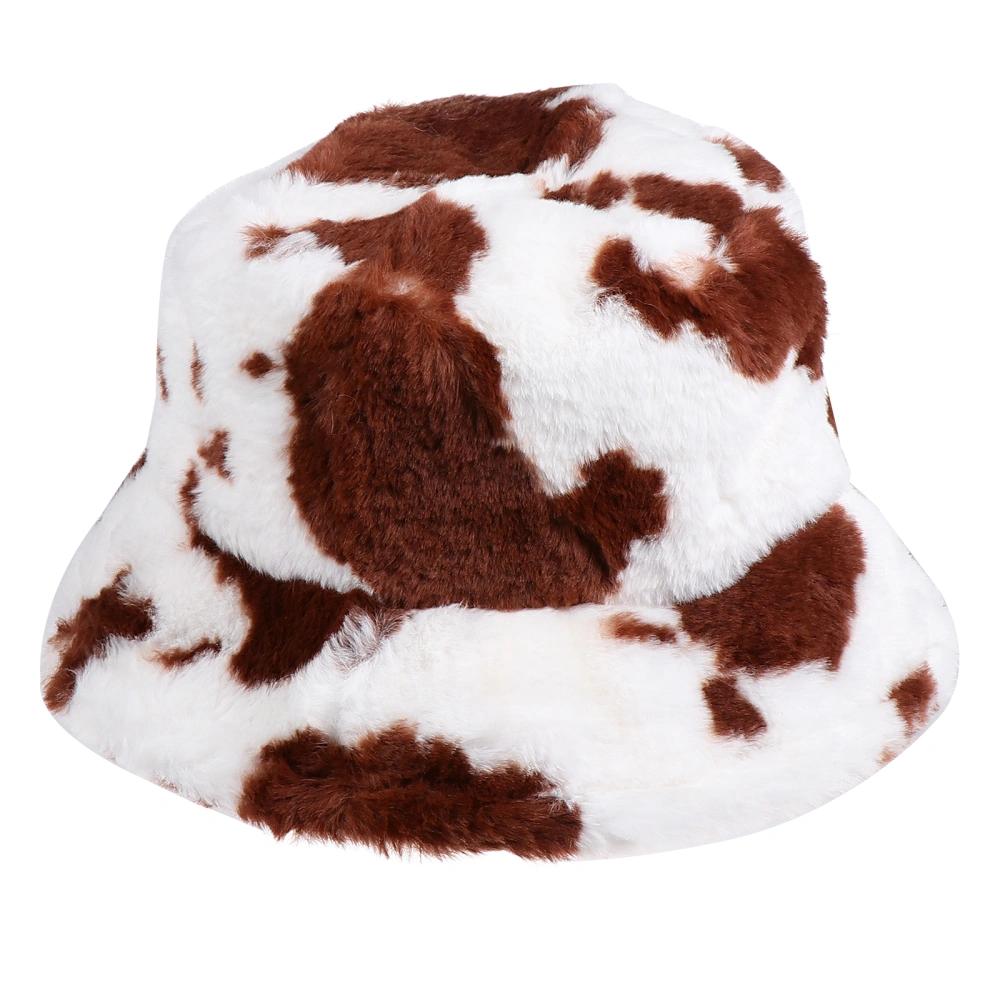 1Pc Plush Fisherman Hat Fashion Accessory Warm Woman Hat Cow Bucket Hat