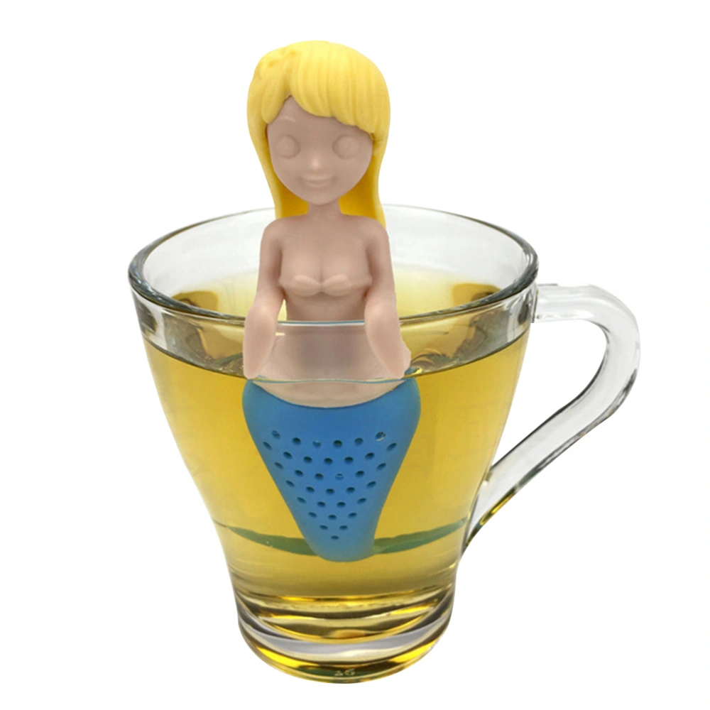 Mermaid Silicone Tea Infuser Tea Loose Leaf Tea Strainer Filter Diffuser Kitchen Tools Gadgets (Golden Yellow)