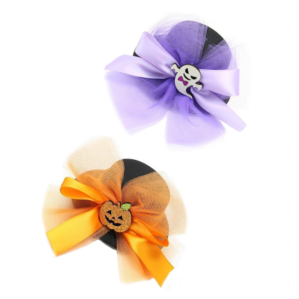 2Pcs Halloween Bowler Hat Design Hairpins for Women Cosplay Hair Decor