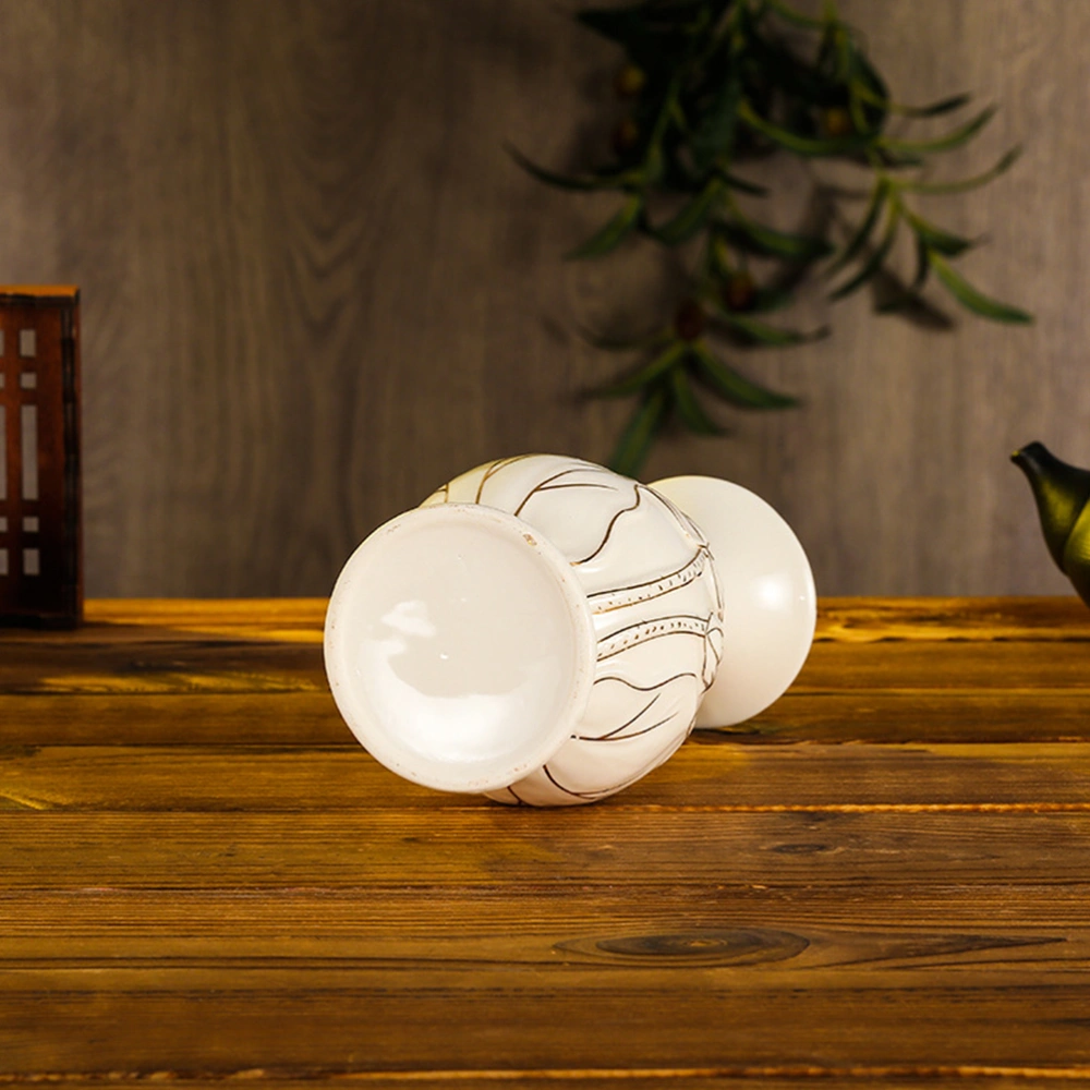 Ceramic Vase Decor Buddhist Temple Desktop Vase Decoration Lotus Pattern Vase Adornment Ornament (White)