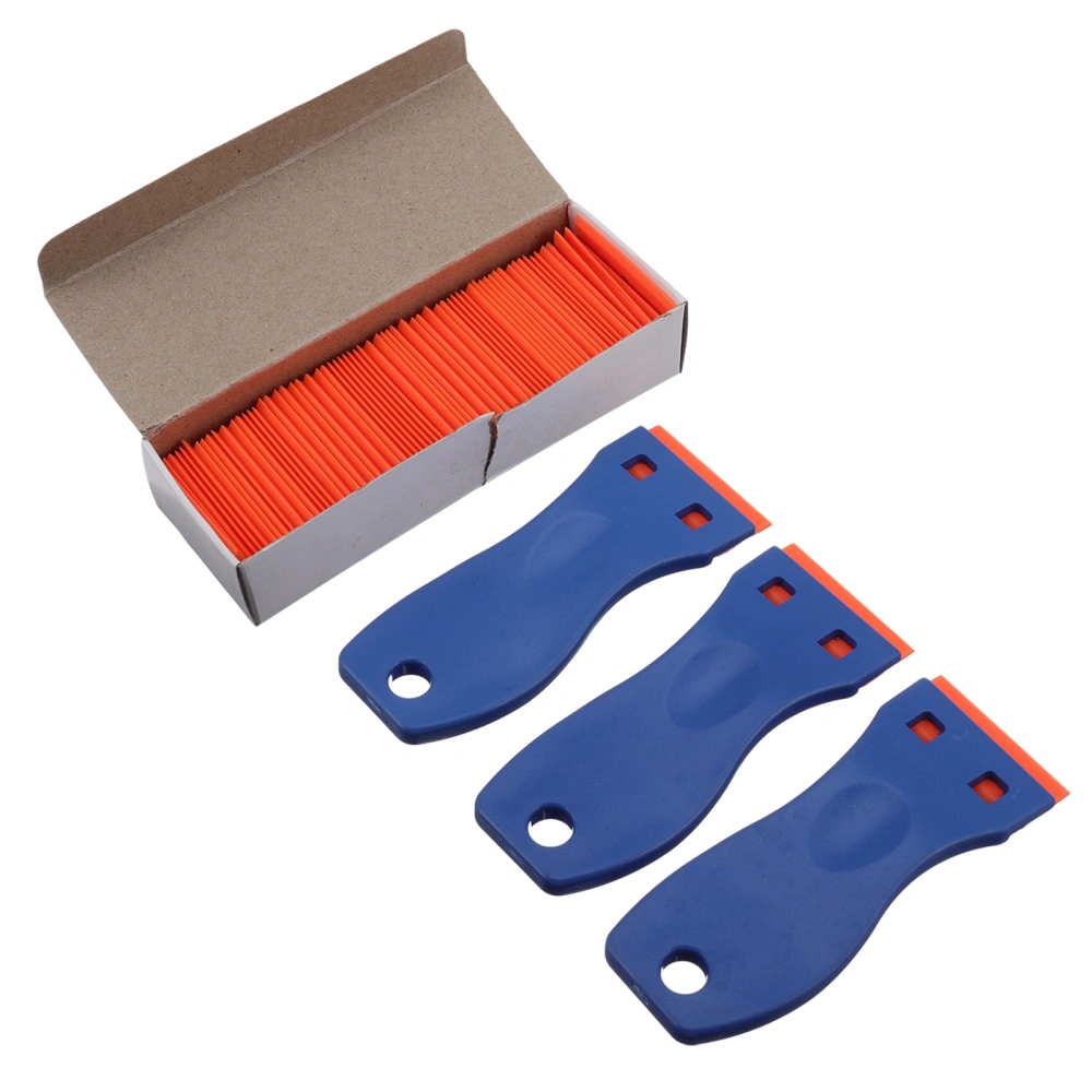 3Pcs Plastic Razor Scraper with 100Pcs Scraper Tools for Glass and Tile Floor
