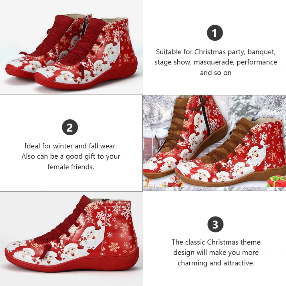 1 Pair Xmas Short Boots Exquisite Women Christmas Shoes Women Casual Shoes