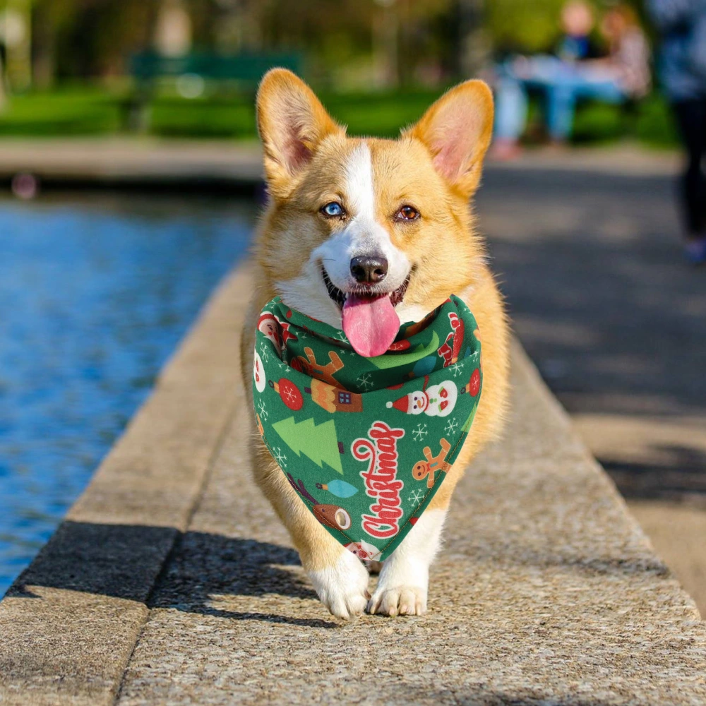 2PCS Christmas Dog Saliva Towel Dog Kerchief Washable Neckerchief Dog Bib