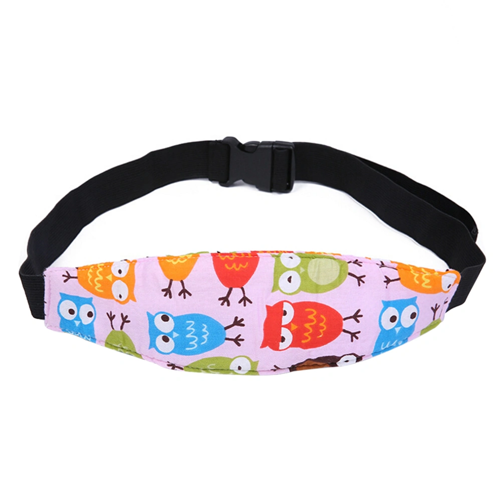 Infant Baby Head Support Pram Stroller Safety Seat Fastening Belt Adjustable Playpens Sleep Positioner (Pink Owl)