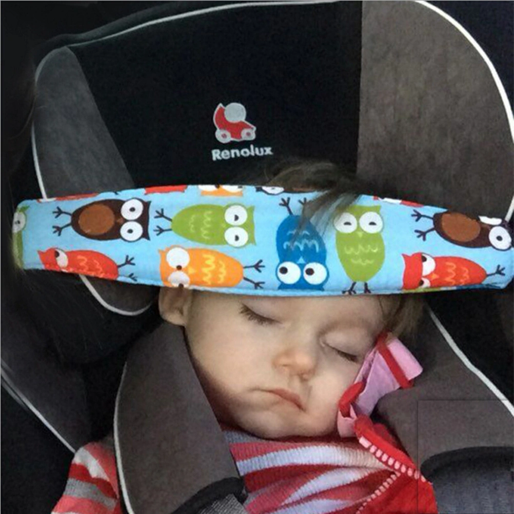 Infant Baby Head Support Pram Stroller Safety Seat Fastening Belt Adjustable Playpens Sleep Positioner (Pink Owl)
