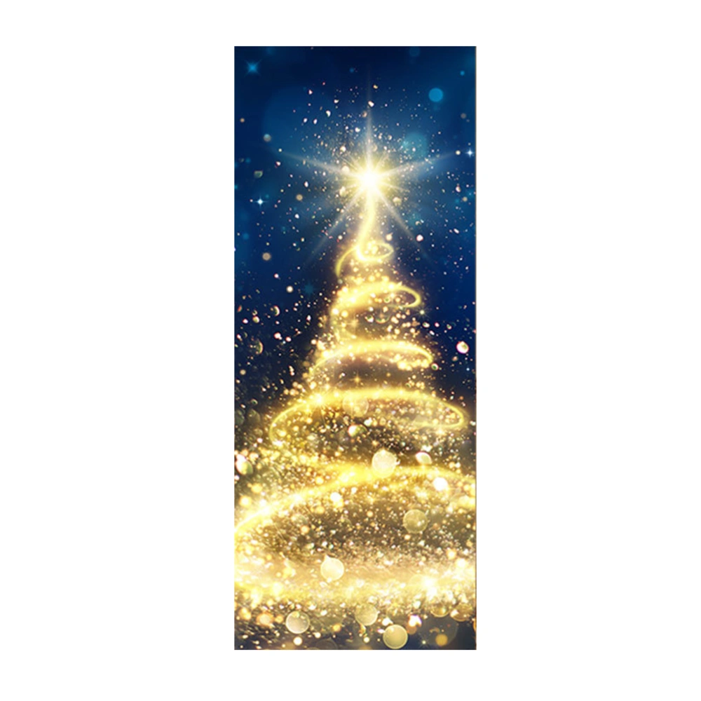 1 Set Golden Christmas Tree Pattern Sticker Removable Door Sticker Wall Decal