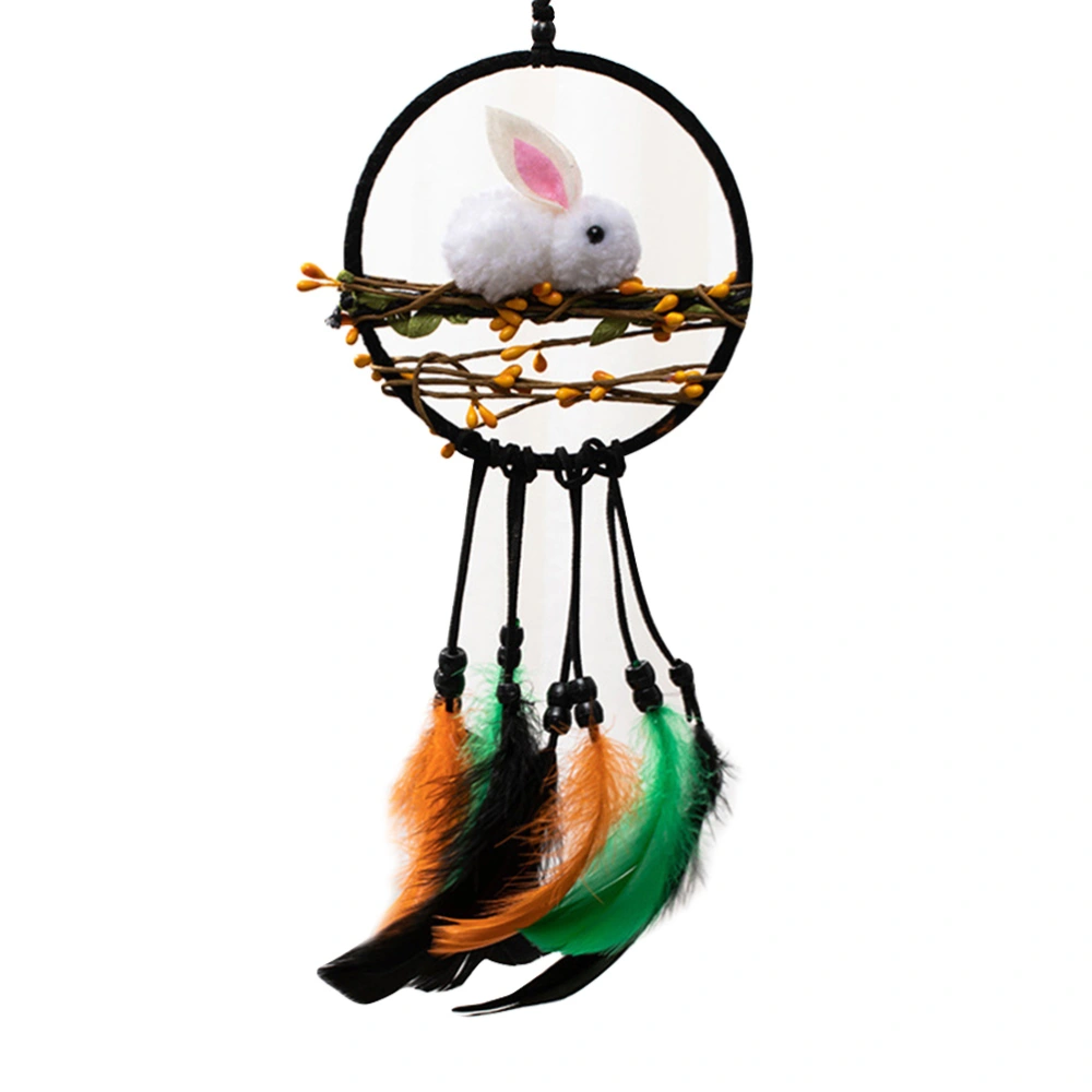 Creative Wind Chimes Rabbit Feather Hanging Ornaments Dream Catcher Home Decoration Crafts