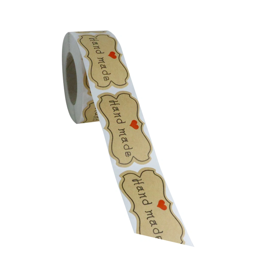 1 Roll 250pcs Adhesive Sealing Sticker Kraft Paper Sealing Label Stickers Hand Made Alphabet Printed Sealing Sticker Gift Sealing Sticker Decor for Party Mall Store