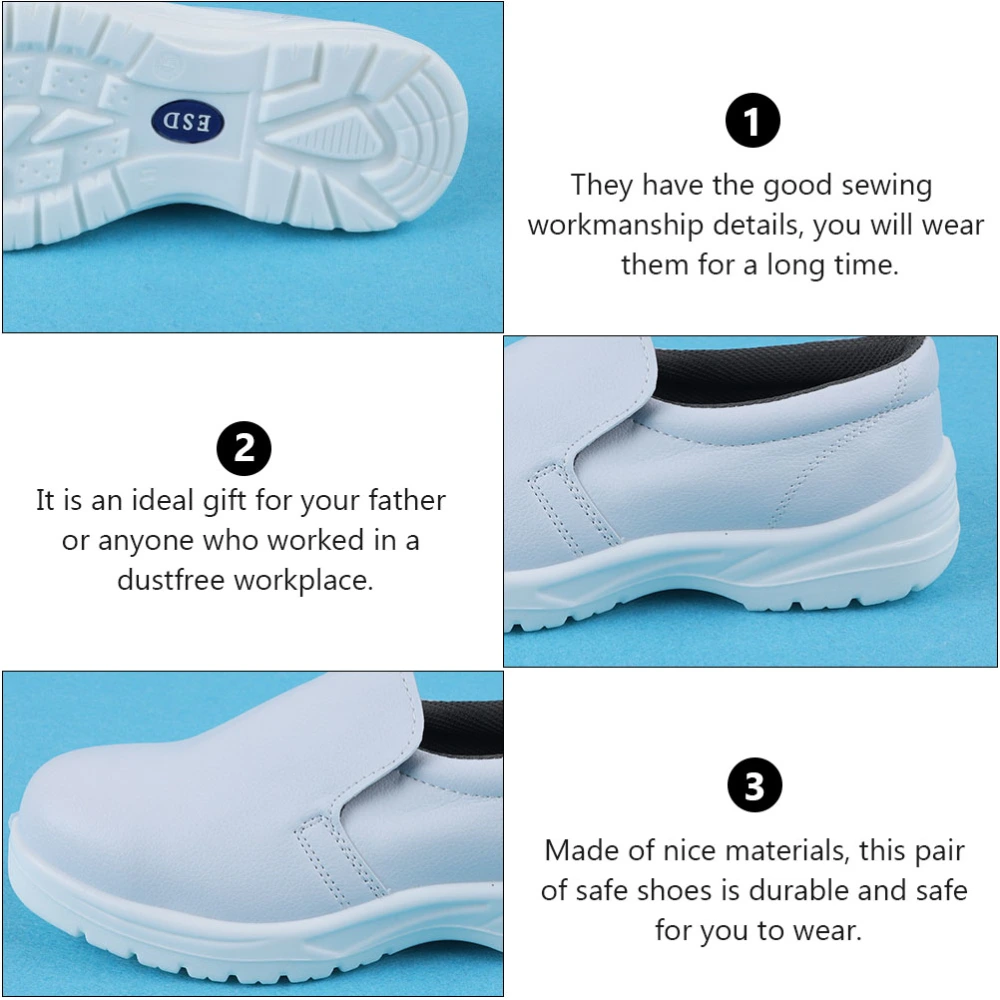 1 Pair of Dustproof Workshop Shoes Breathable Shoes Low-heel Shoes (White)