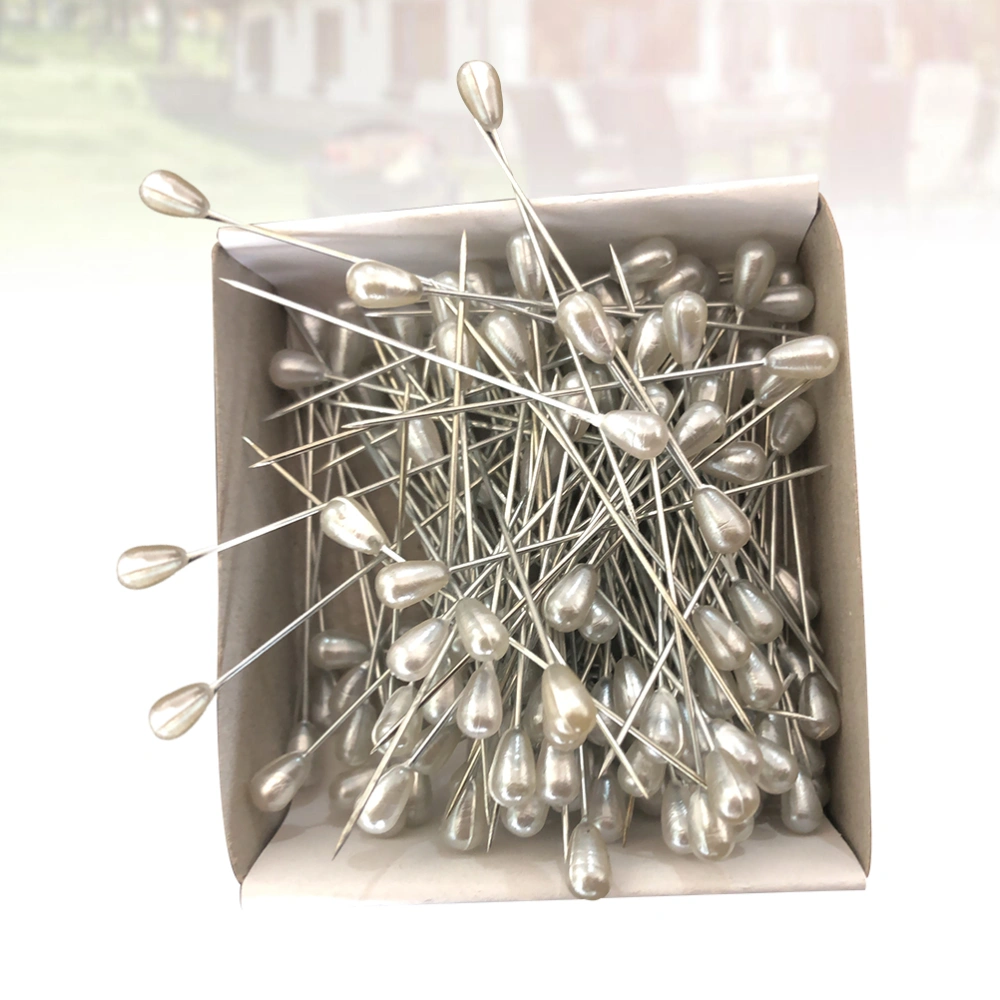 288pcs Sewing Teardrop Shaped Pearl Locating Stainless Steel Sewing (White)