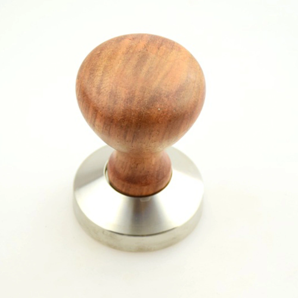 Rosewood and Stainless Steel Italian Coffee Tamper 49mm Flat Base Espresso Tamper Coffee Bean Press(Random Color)