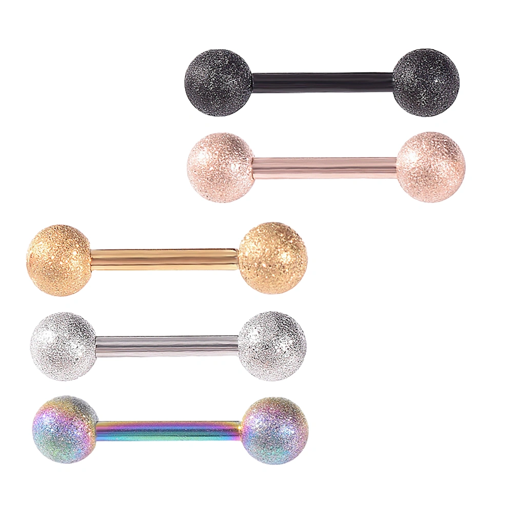 5Pcs Stainless Steel Delicate Barbells Five Colors Double-headed Dumbbell Shaped Tongue Rings Jewelry Accessories