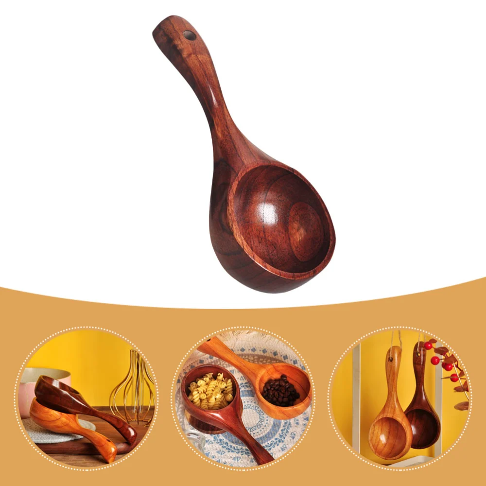 Portable Rice Soup Scoop Wooden Water Ladle Useful Kitchen Gadget for Home