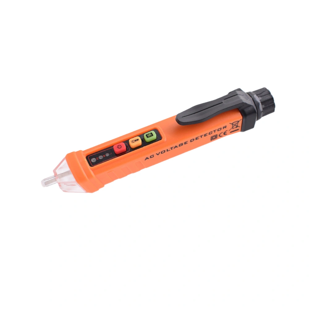 1Pc Multifunctional Non-Contact AC Voltage Tester 12-1000V AC Current Voltage Detector Auto Power Off Electrical Test Pencil Induction Pen (Orange)