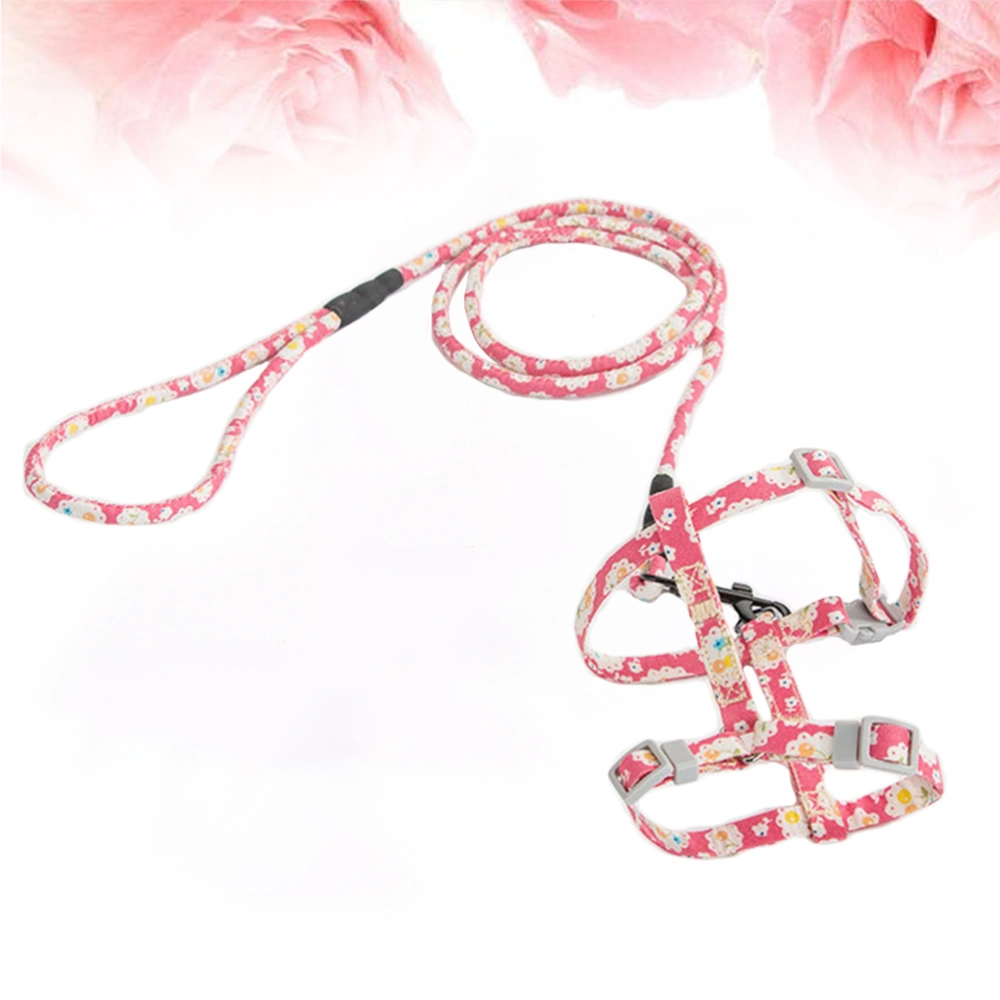 Adorable Walk Collar Delicate Leash Harness Creative Collar Breathbale Vest Pull Rope Durable Lead Strapes for Pet Dog Puppy Cat (Pink Cherry Size S)