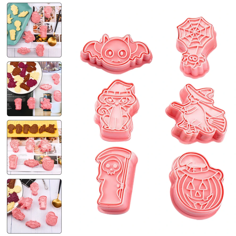 6Pcs Halloween Theme Molds Lovely Cookie Candy Molds Lovely DIY Molds (Pink)