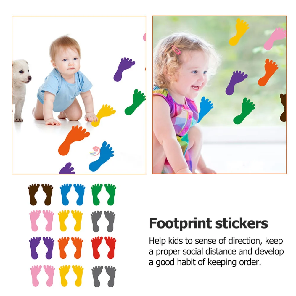 12 Pairs of Footprint Stickers Floor Stickers PVC Footprint Decals Kindergarten Floor Decals (Mixed Color)