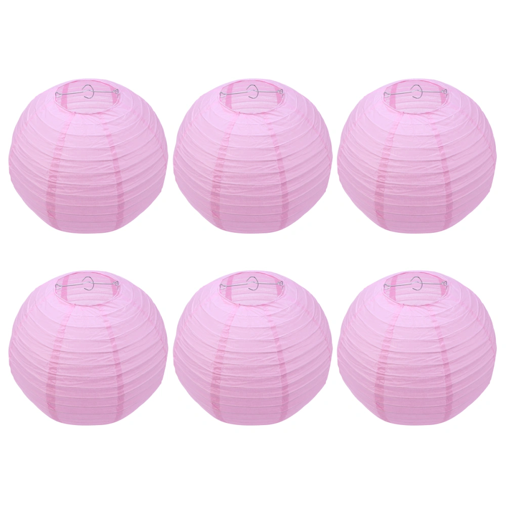 12Pcs 25cm Round Paper Lantern Foldable Hanging Lantern Wedding Scene Decoration Hanging Ornaments without LED Light Pink