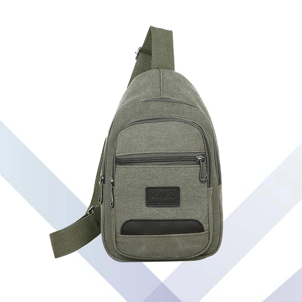 1pc Men Canvas Chest Bag Shoulder Crossbody Sling Bag with Zippered Pockets Anti Theft Large Capacity for Men (Light Green)