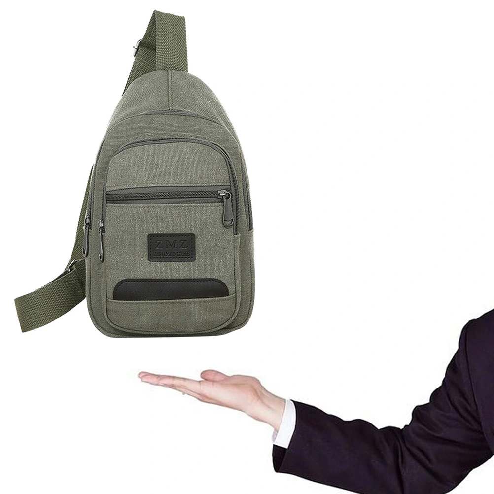 1pc Men Canvas Chest Bag Shoulder Crossbody Sling Bag with Zippered Pockets Anti Theft Large Capacity for Men (Light Green)