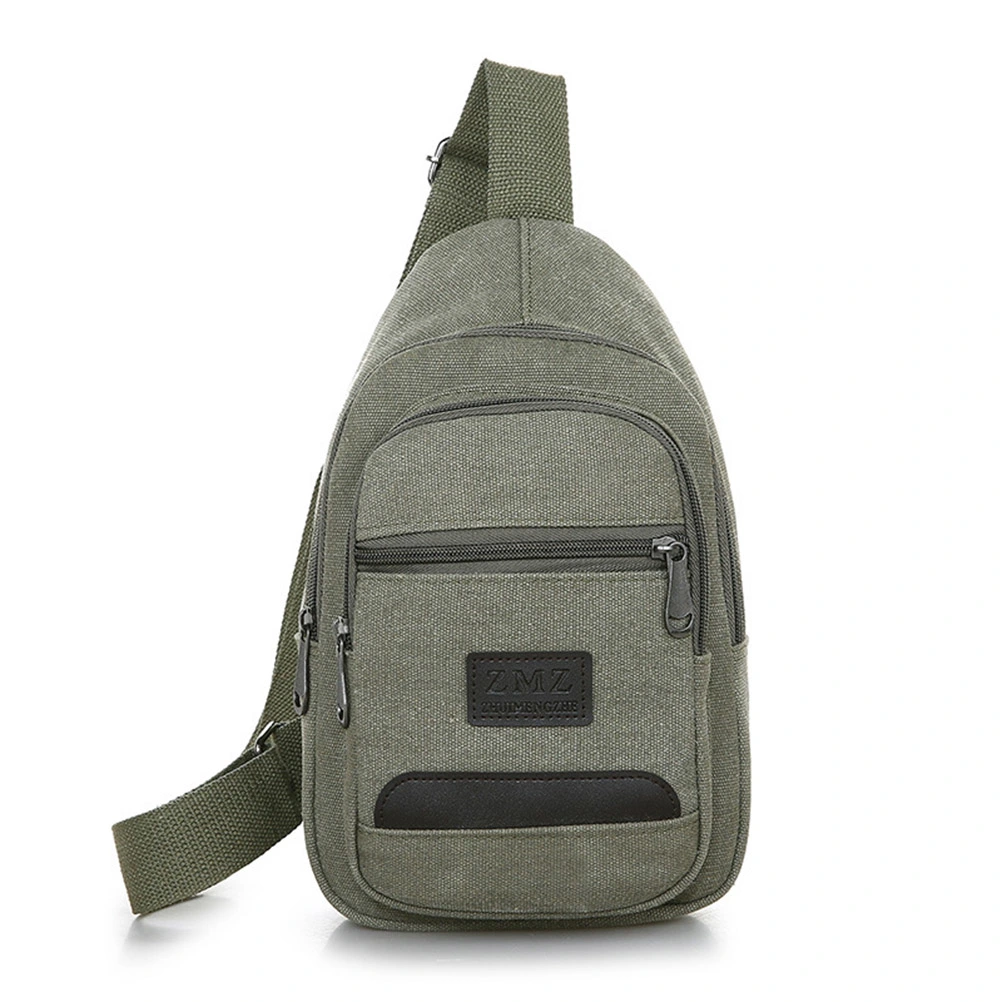 1pc Men Canvas Chest Bag Shoulder Crossbody Sling Bag with Zippered Pockets Anti Theft Large Capacity for Men (Light Green)