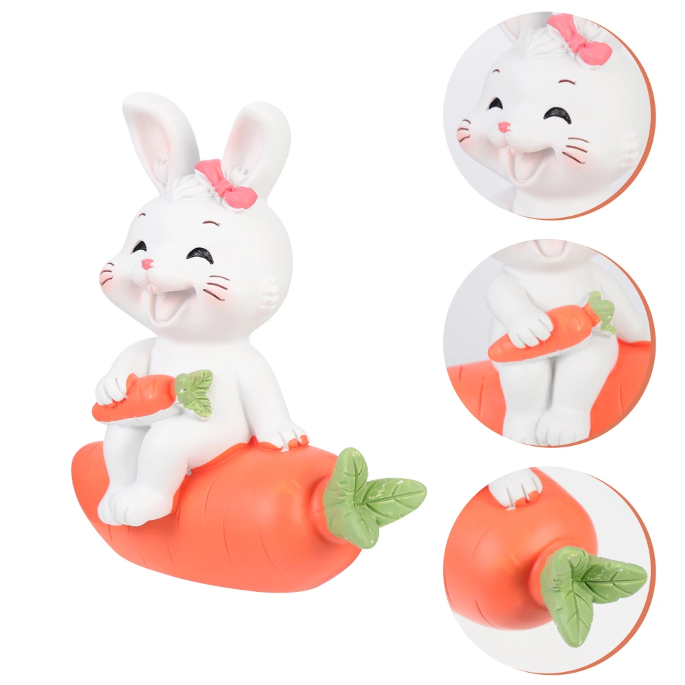 Tabletop Cartoon Rabbit Figurine Resin DIY Bunny Decoration for Desktop