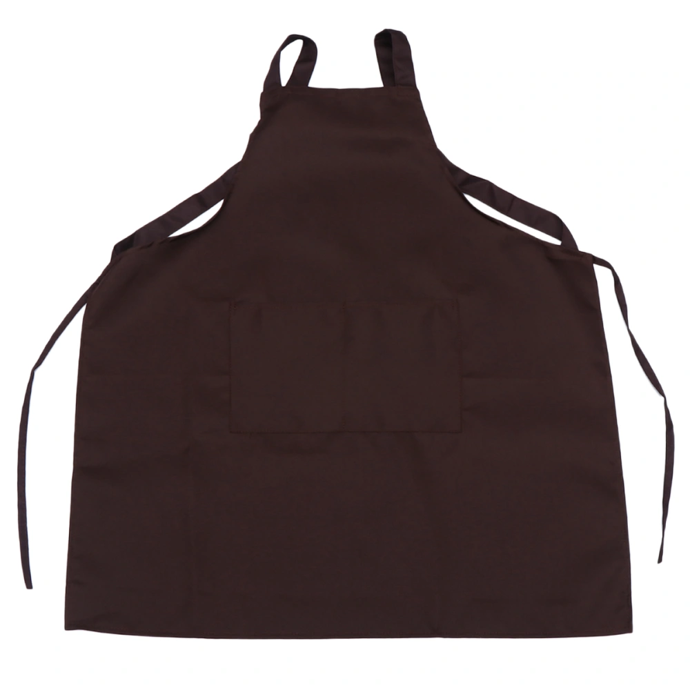 Waterproof Working Apron with Pocket Double Shoulder Strap Anti-oil Apron for Cafe Restaurant (Coffee)