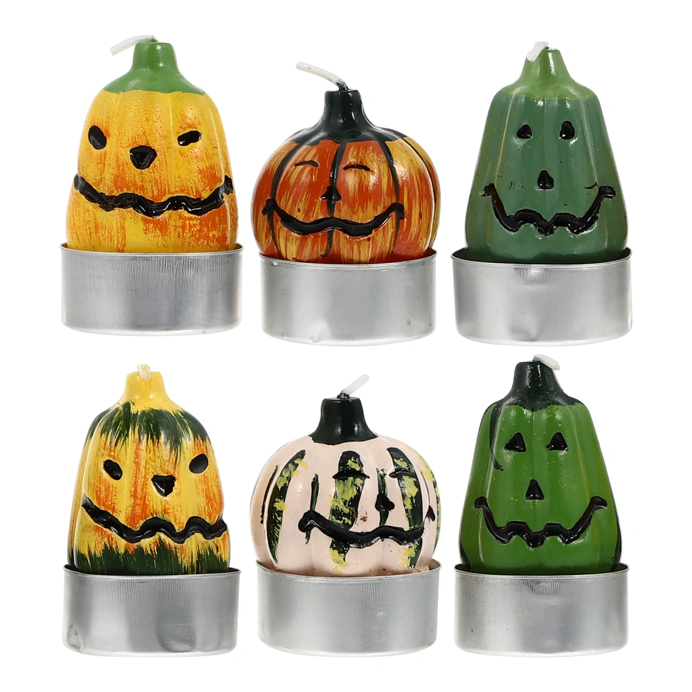 6pcs Creative Halloween Themed Pumpkin Candles Halloween Decors Festival Decors