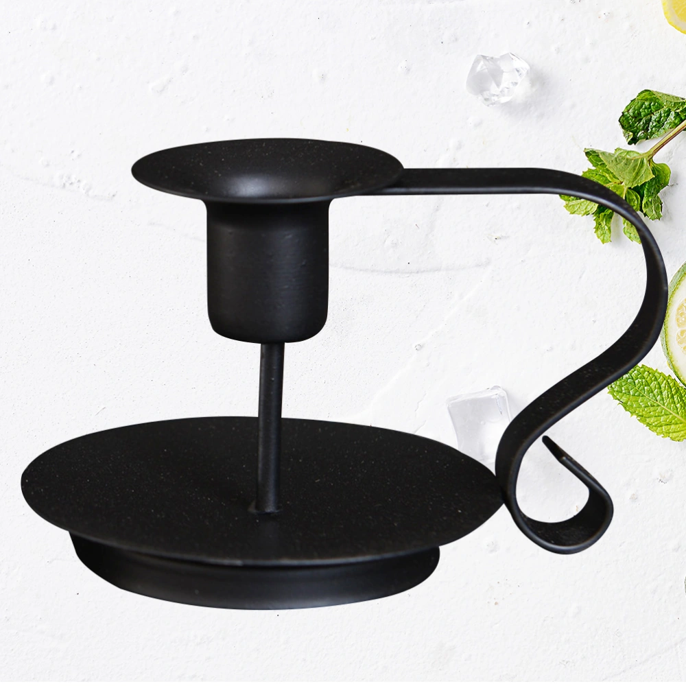 Decorative Candle Holder Matte Black Vintage Retro Style Classic Look Taper Candlestick Holder