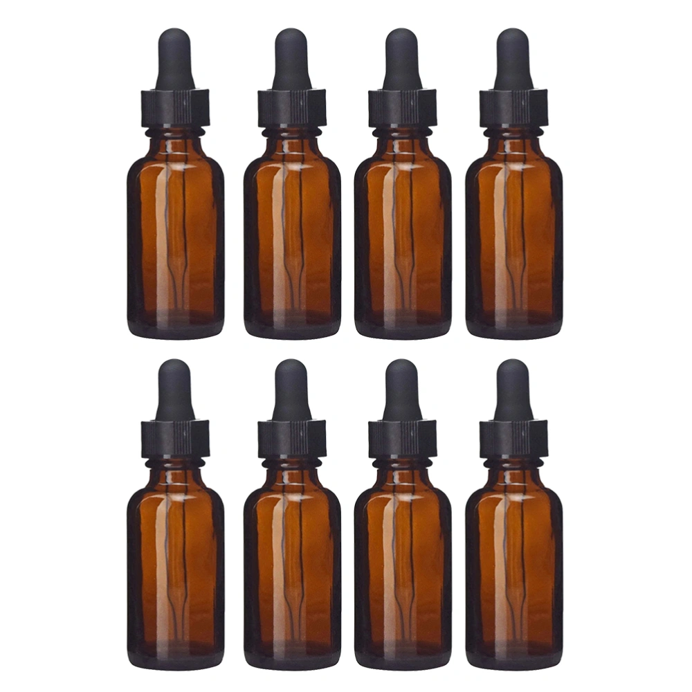 8 Pcs 5ml Women Essential Oil Bottle Retro Antique Glass Empty Essential Oil Container Dispensing Dropper Bottle Decoration (Brown)