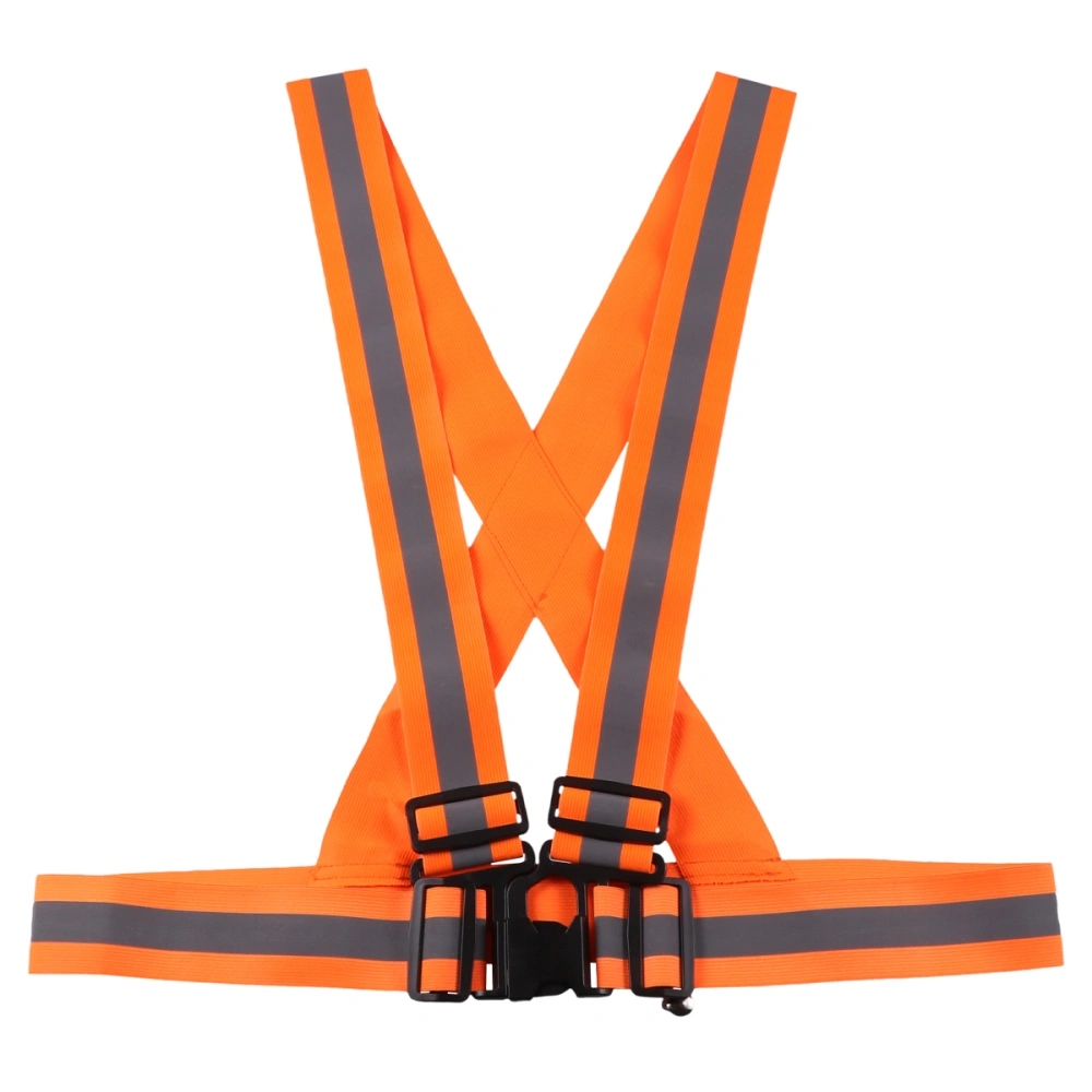 Reflective Waistcoat Adjustable Elastic Safety Vest Visibility Belt  Security Webbing Warning Accessory for Night Cycling Walking Running(Orange)