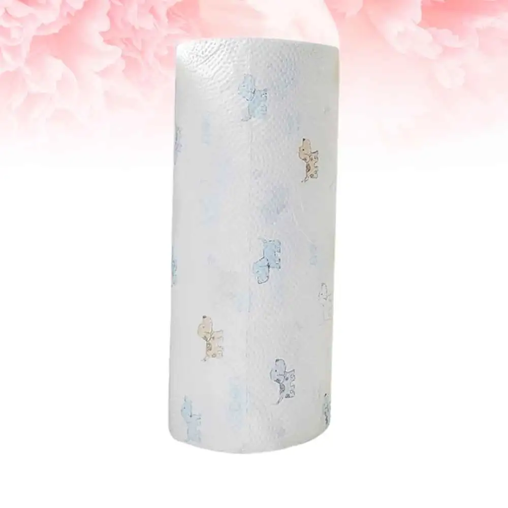 4Pcs Kitchen Oil Absorption Roll Paper Printed Paper Colorful Paper Napkin Sky-Blue (Random Pattern)