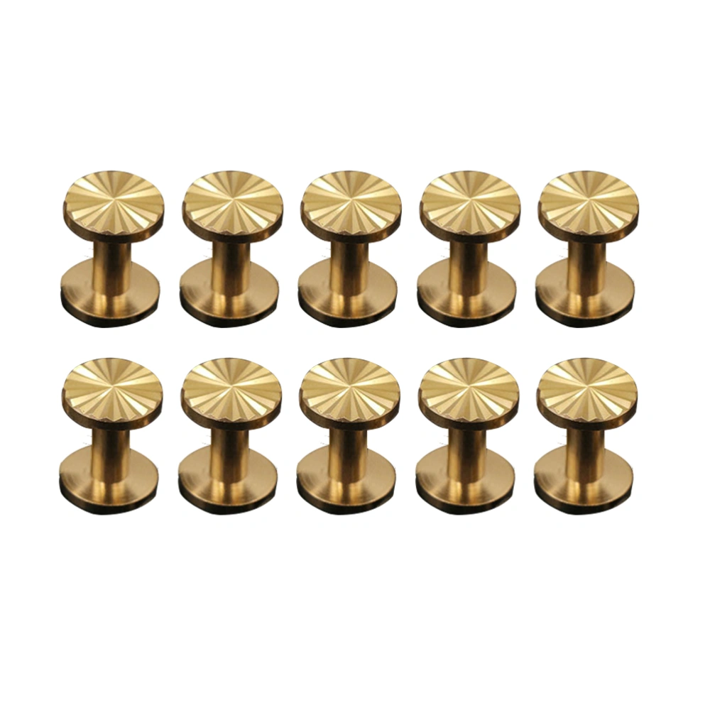 10pcs Solid Brass Sunflower Screws Stud Flat Fastener Belt Harness Nail Rivets Leather Craft DIY (10x4x10mm)