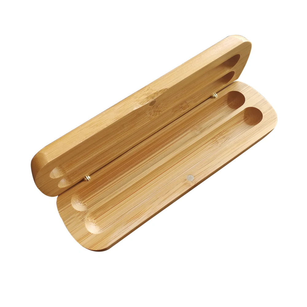 Bamboo Pen Box with Two Pen Slot Bamboo Pencil Case Pen Case Supplies