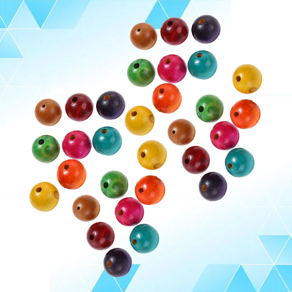 600pcs Colored Wooden Beads Round Beads DIY Craft Beads Creative DIY Jewelry Accessories for Home Kids (8mm Diameter)