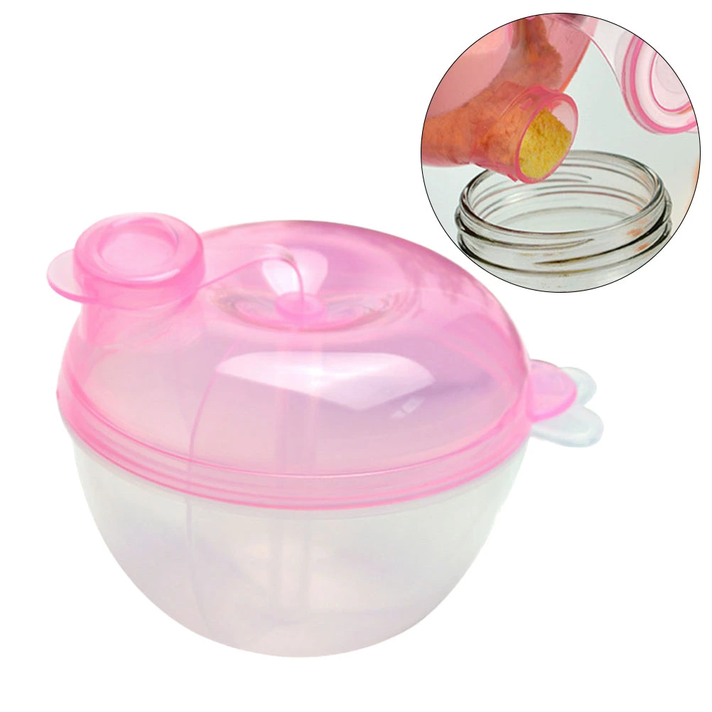 Portable Milk Powder Dispenser Food Container Storage Feeding Box for Baby Kids Toddler Three Grid Baby Food Storage Box (Pink)