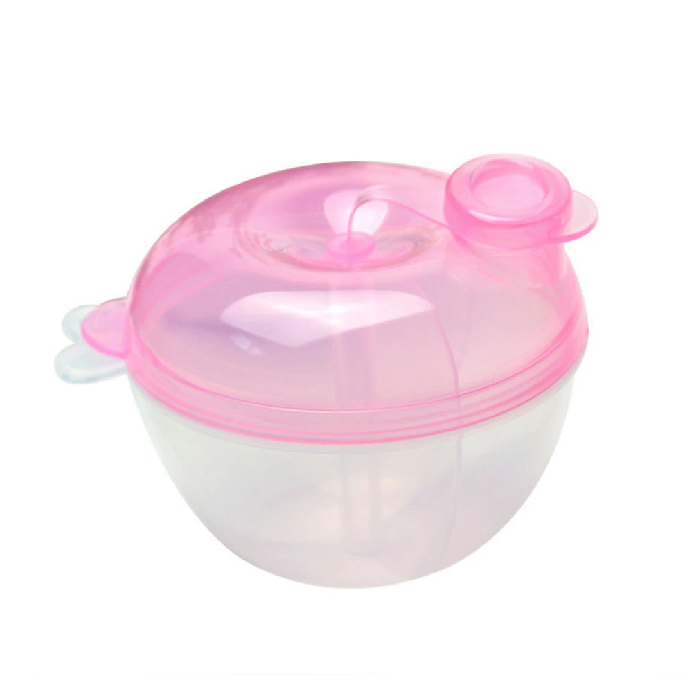 Portable Milk Powder Dispenser Food Container Storage Feeding Box for Baby Kids Toddler Three Grid Baby Food Storage Box (Pink)
