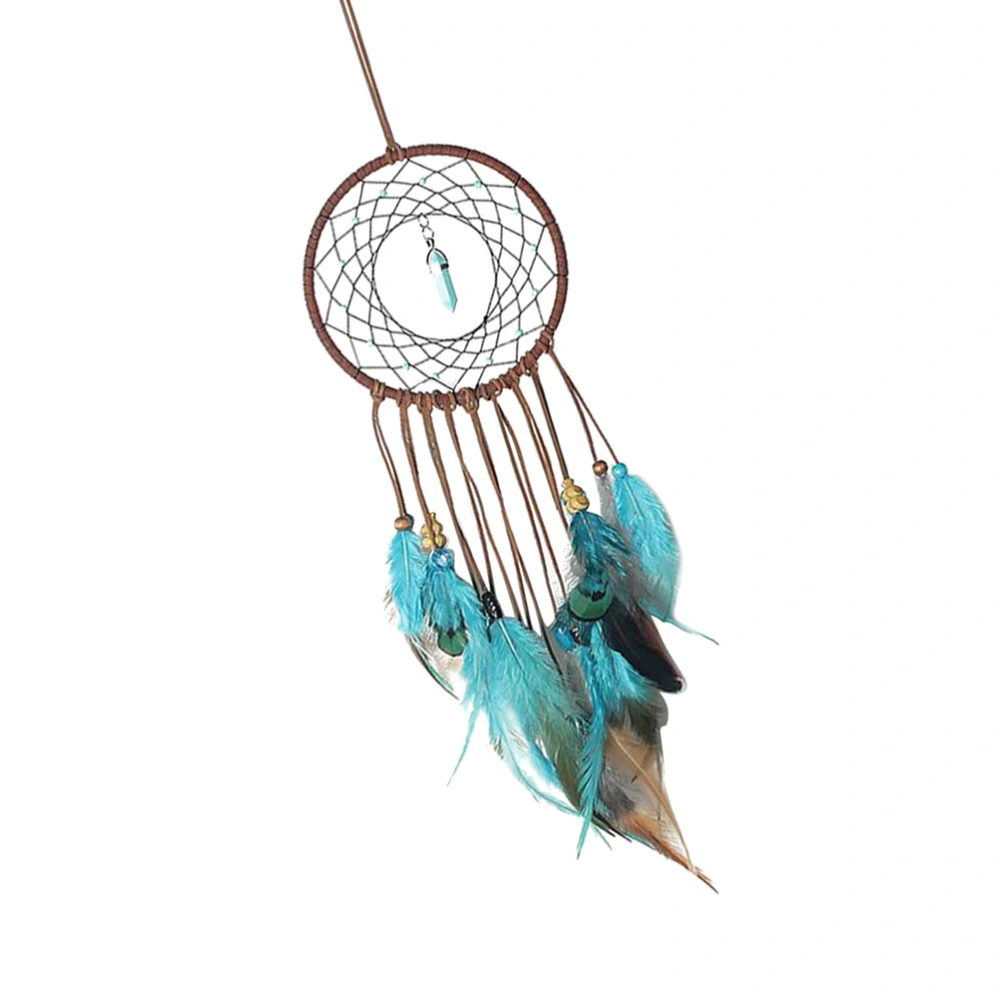 2pcs Blue  Dream Catcher Handmade Hanging Pendant Beaded Decoration Circular Net Car Home Ornaments Gift Creative Valentines Day Gift