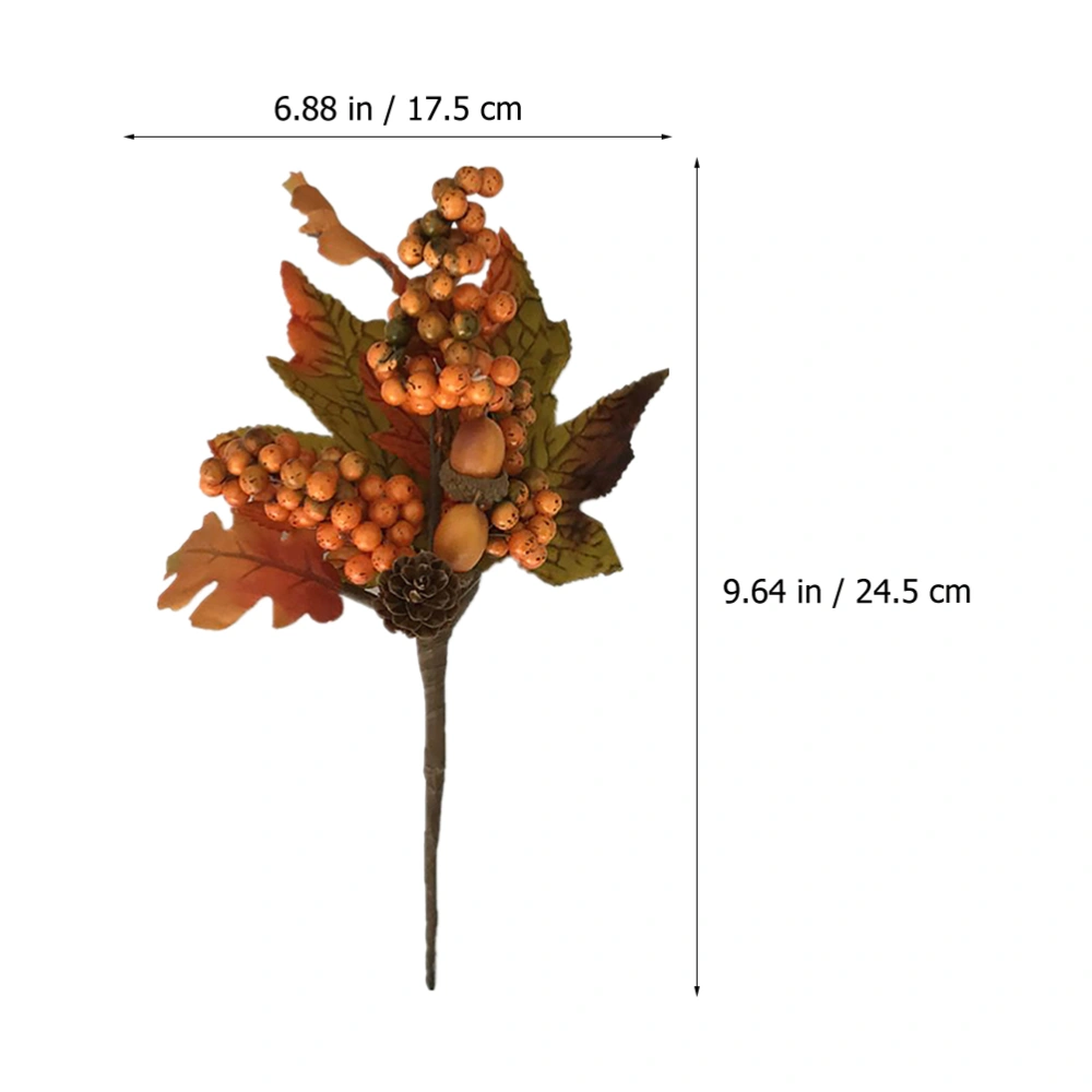 2Pcs Artificial Berries Stem Fake Maple Leaf Picks Decor Fall Festival Decorations