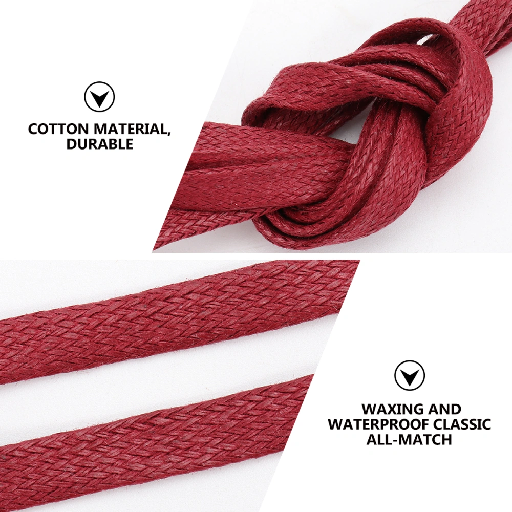 1 Pair Waxed Cotton Shoelace Sneakers Shoelace Casual Shoe Tie Flat Shoelaces