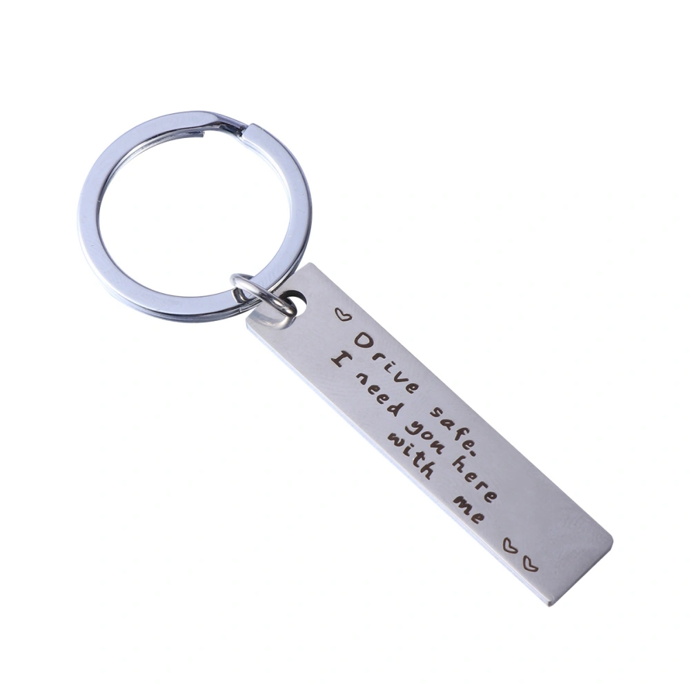 Keychain Purse Keyring Stainless Steel Key Ring Fashionable Gift Hanging Ornament with Engraving Words (i need you here with me)