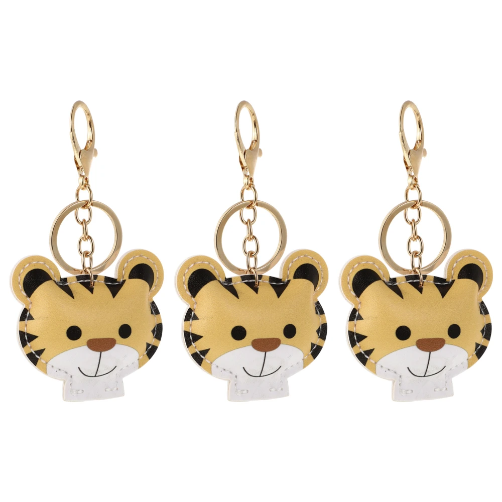 3pcs Adorable Tiger Design Keyring Pendants Bag Decorations Cartoon Key Chains