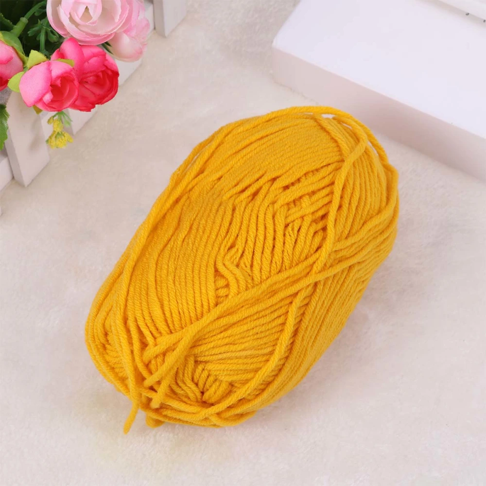 50g Milk Cotton Yarn Cotton Chunky Hand-woven Crochet Knitting Wool Yarn Warm Yarn for Sweaters Hats Scarves DIY (Turmeric)