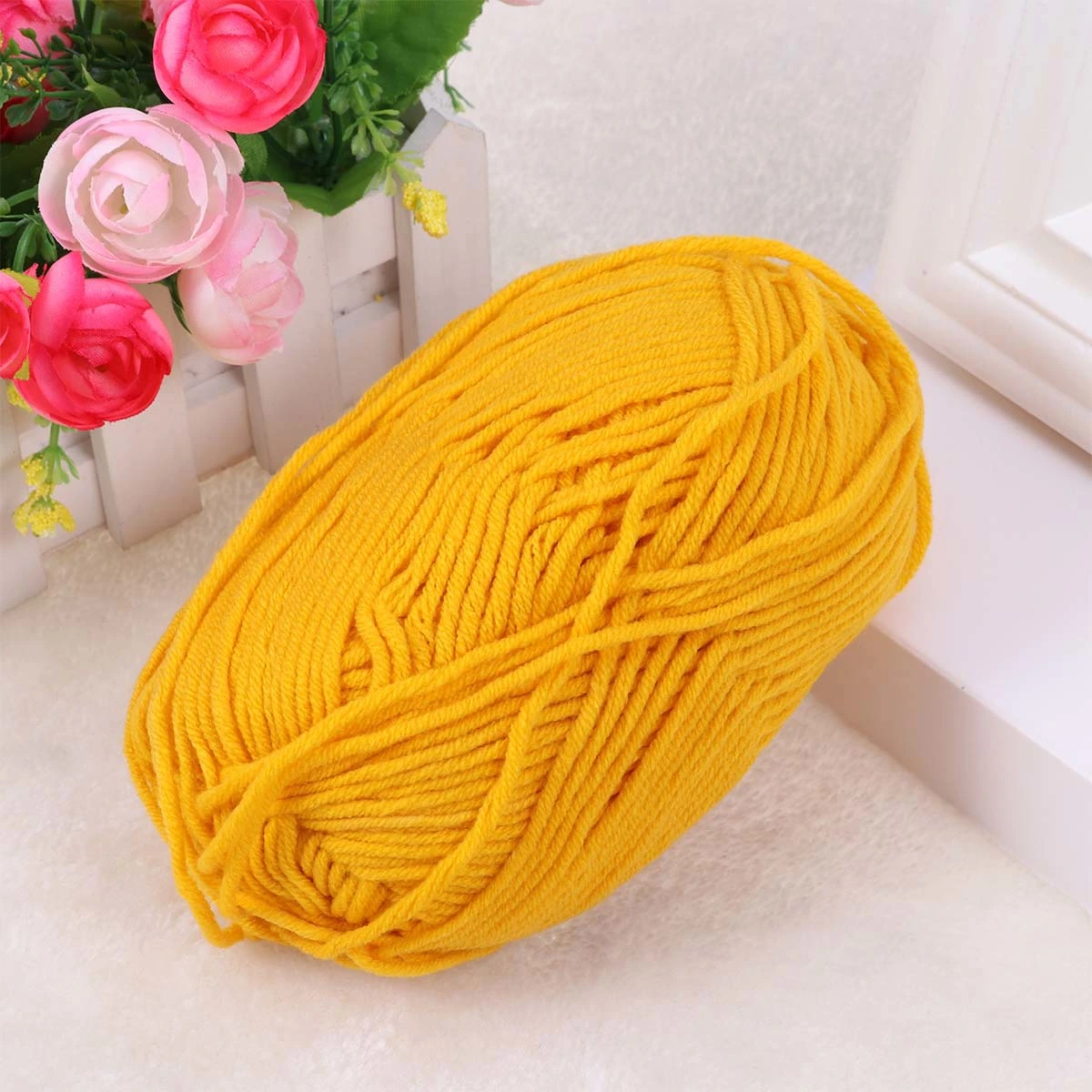50g Milk Cotton Yarn Cotton Chunky Hand-woven Crochet Knitting Wool Yarn Warm Yarn for Sweaters Hats Scarves DIY (Turmeric)