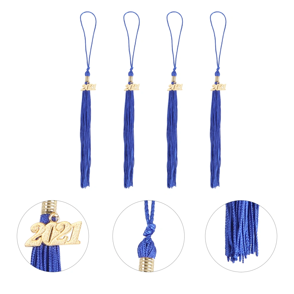 4pcs 40cm Doctor Bachelor Hat Tassel Hanging Ear 2023 Clothing Graduation Accessories Hanging Pendant Tassel (Blue)