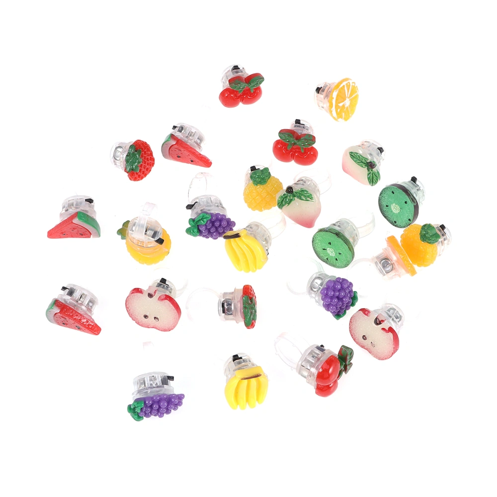 24pcs Party Favors LED Flash Rings Creative Fruit Rings Party Supply for Children Kids (Random Pattern)