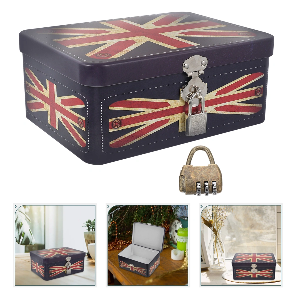 Desktop Lockable Box Cosmetics Storage Box Iron Piggy Bank Desktop Organizer