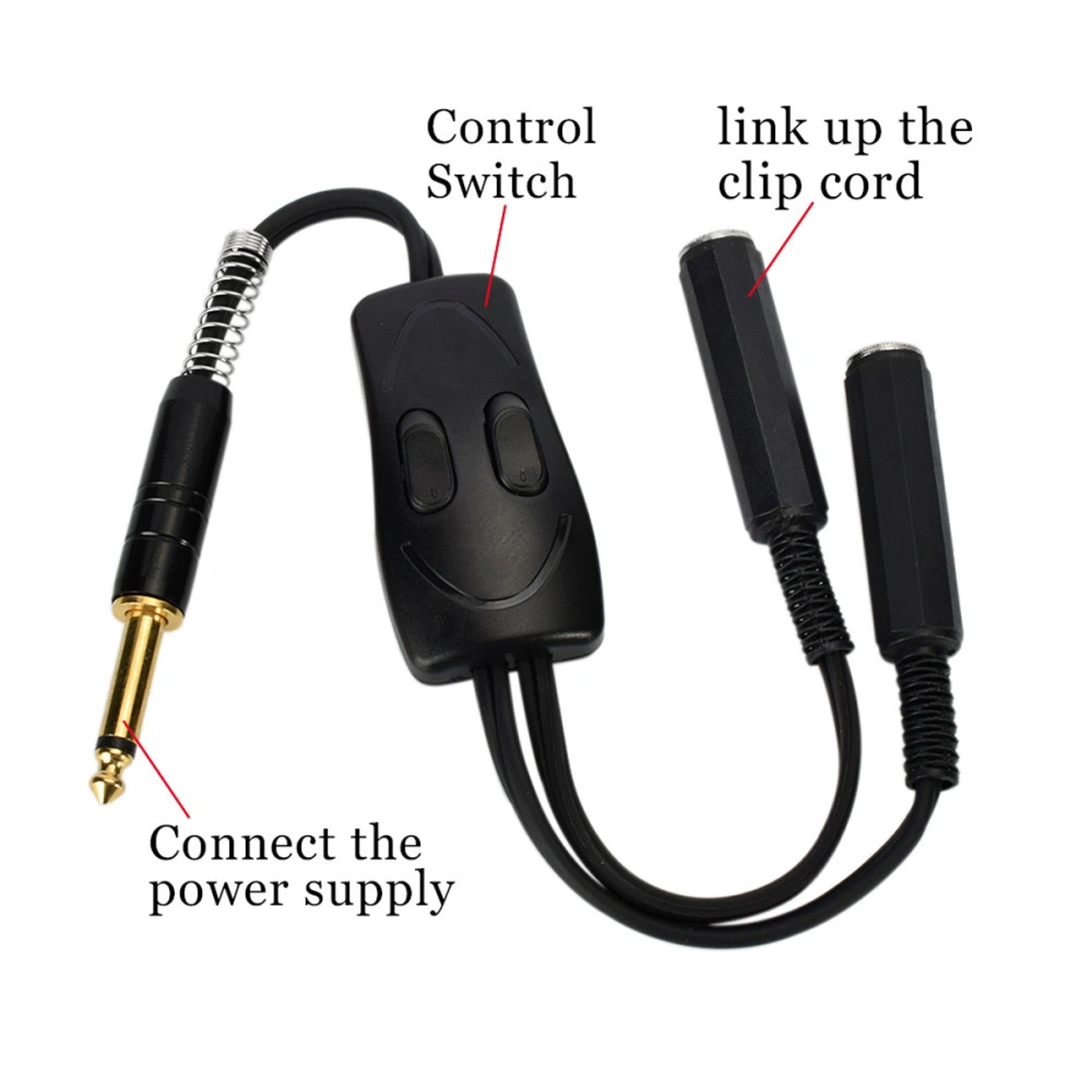 1pc Wire Clip Cords Splitter with Double Independent Switches for Machines (Black)