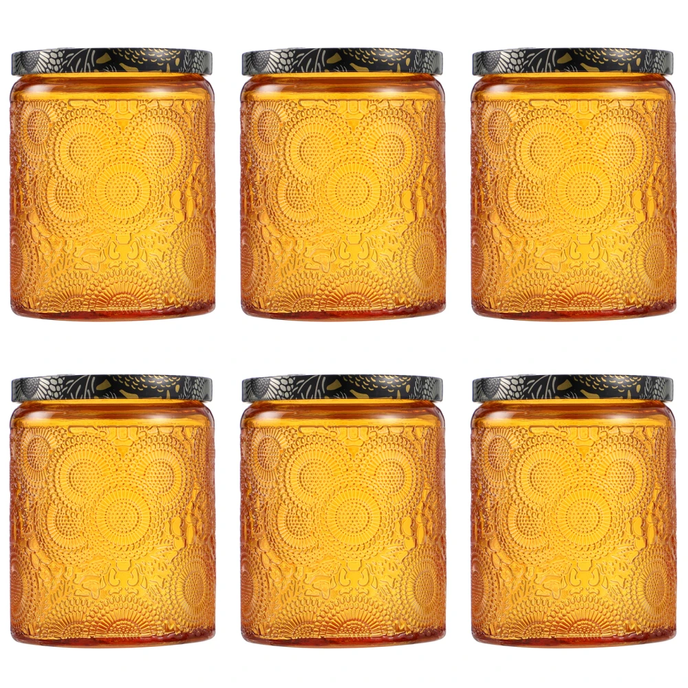 6pcs Embossed Glass Candle Container Kits Empty Round Candle Making Mason Jars