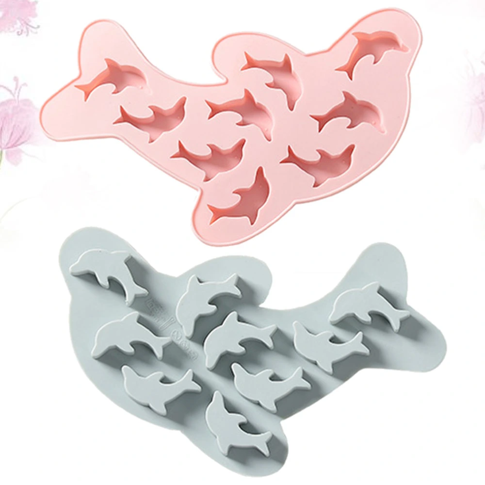 2pcs Ice Mold Silicone Dolphin Shape Ice Cube Mold Chocolate Mould Kitchen Gadget for Home (Random Color)